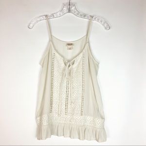 Mossimo Supply Company Cream Lace Tank Ruffle Top